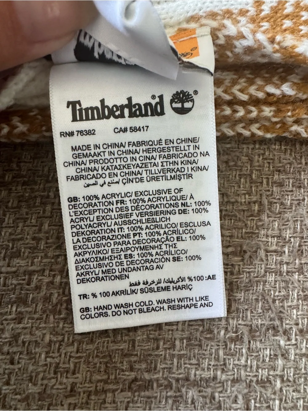 Timberland Cream & Golden Plaid Knit Scarf